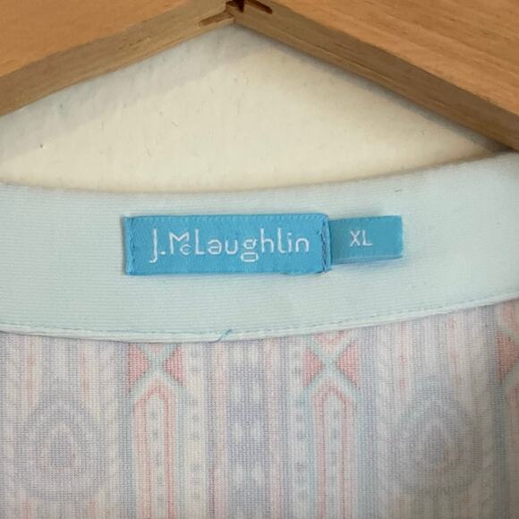 J. McLaughlin Catalina Cloth Paisley Floral Boho Tunic Top SZ XL Blue & Red EUC - Picture 3 of 9